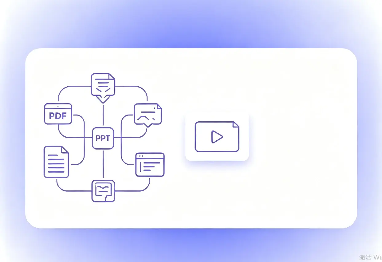 PDF to video input sources including PDF PPT documents images and web content